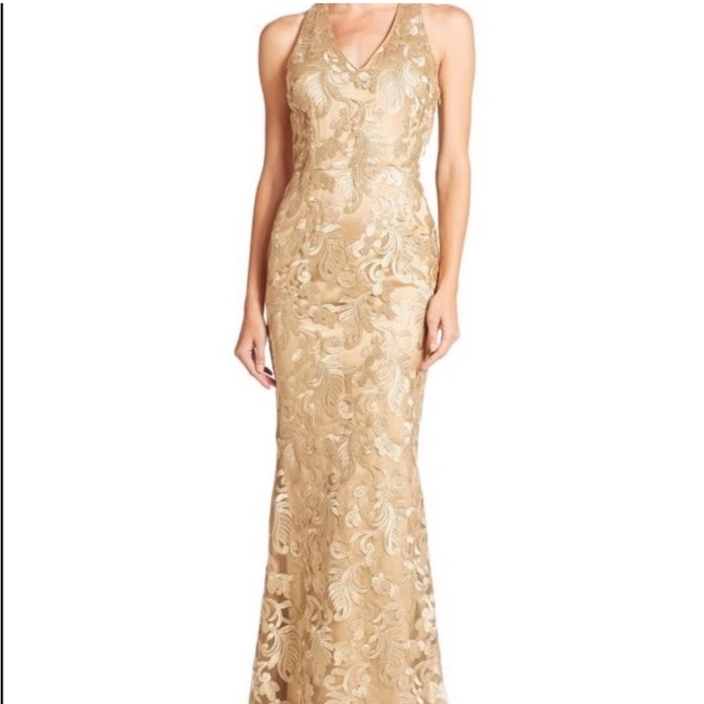 Gold and Cream Halter Maxi Gown for Weddings